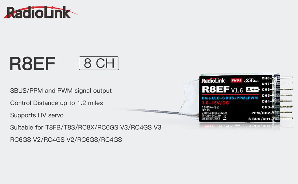 Radiolink R8EF Receiver 2.4G 8 - огляд і ціна Receiver Sbus 8Ch