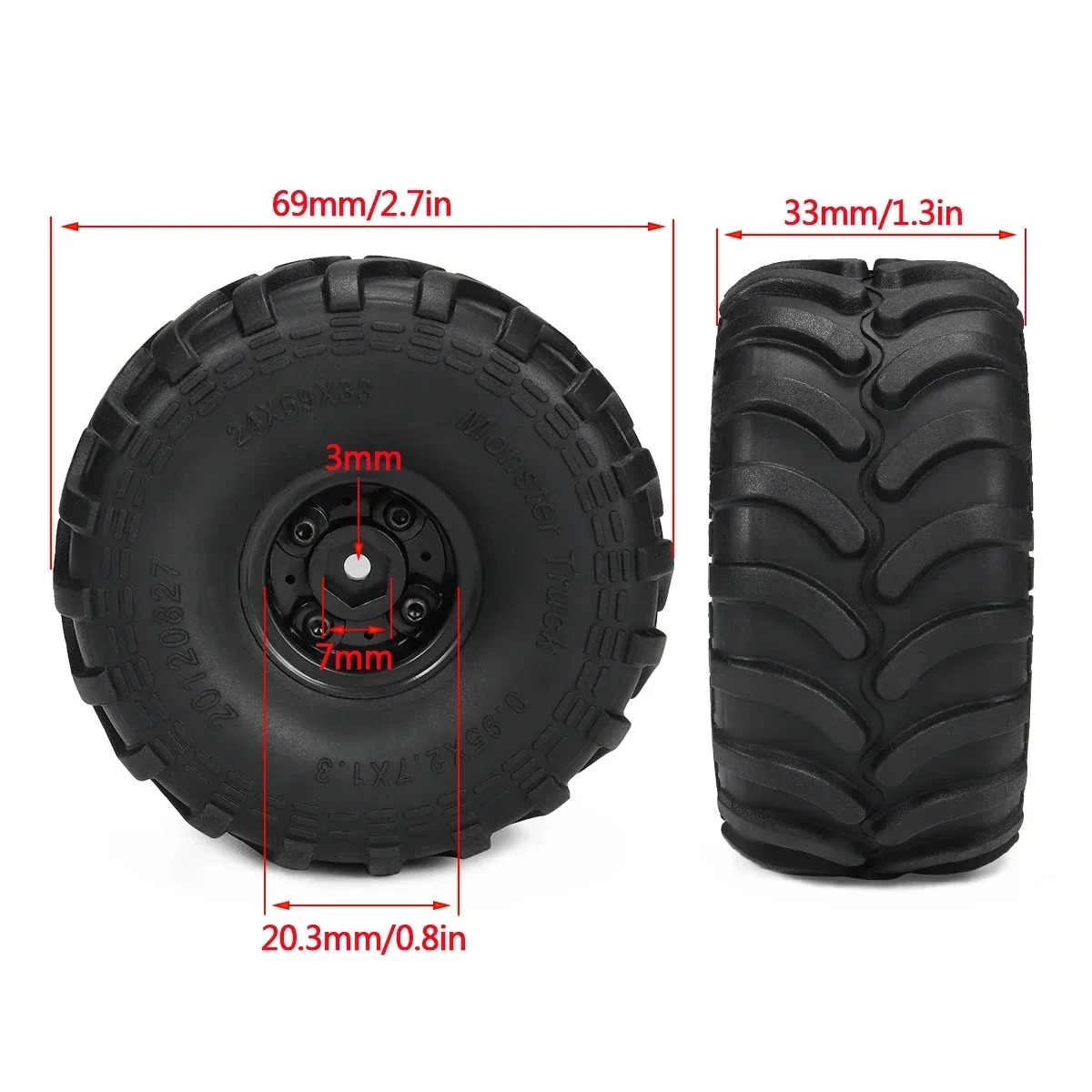 4pcs Monster Truck Tires with  - огляд і ціна Rc Tire Foam Insert